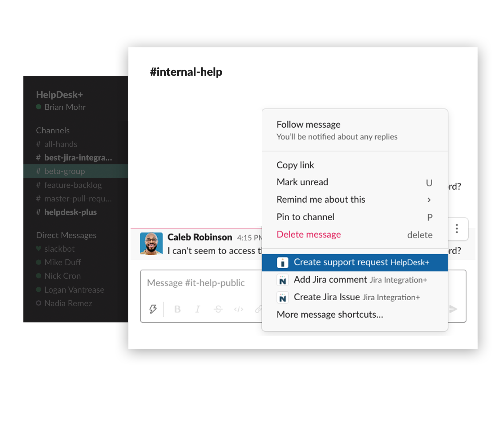 Create requests from lack messages