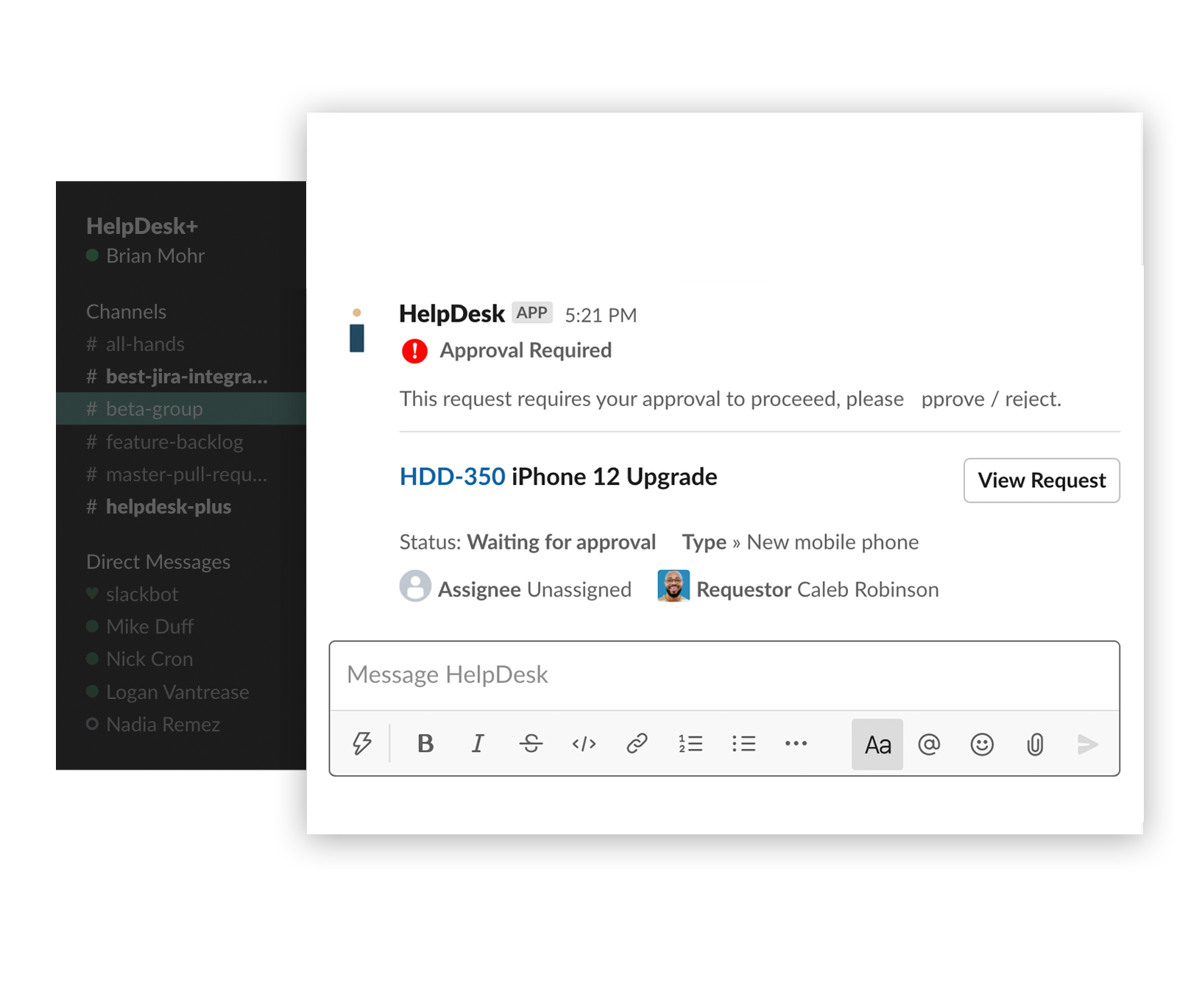 Route requests for approval in Slack